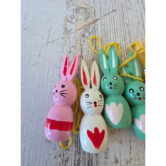 Vintage wooden Easter bunny rabbit ornament spring Xmas tree - Picture 4 of 6